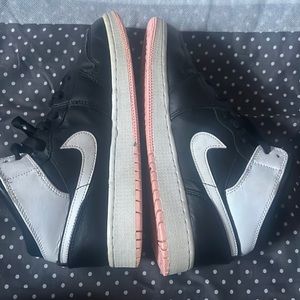 Black, White and light pink Air Jordon 1’s